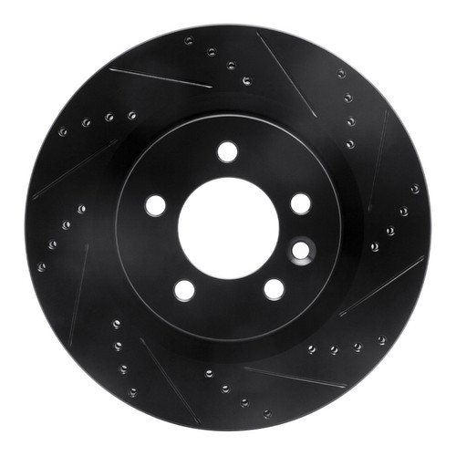 R1 05-09 Land Rover LR3 Front Right Drilled & Slotted Black Brake Rotor