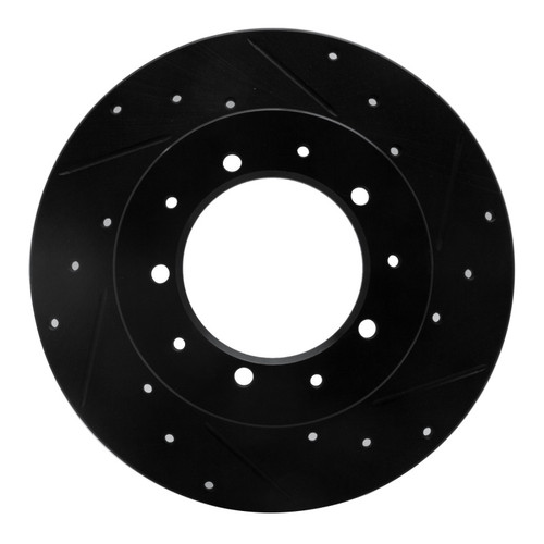 R1 74-16 Land Rover Defender 90 Rear Right Drilled & Slotted Black Brake Rotor