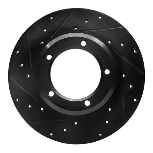 R1 74-99 Land Rover Discovery Front Left Drilled & Slotted Black Brake Rotor