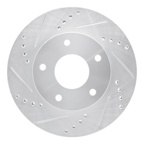 R1 1997-2005 Chevrolet Blazer Front Left Drilled & Slotted Silver Brake Rotor