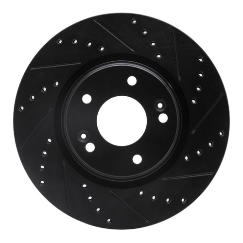 R1 15-25 Hyundai Kona Front Right Drilled & Slotted Black Brake Rotor