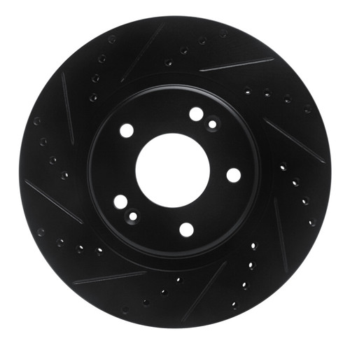 R1 15-25 Hyundai Kona EV Front Left Drilled & Slotted Black Brake Rotor
