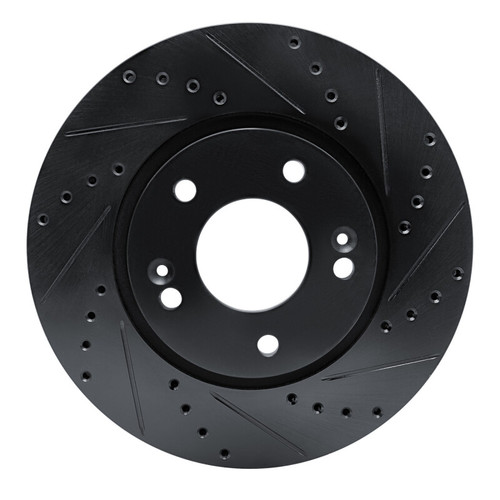 R1 07-09 Hyundai Santa Fe Front Right Drilled & Slotted Black Brake Rotor