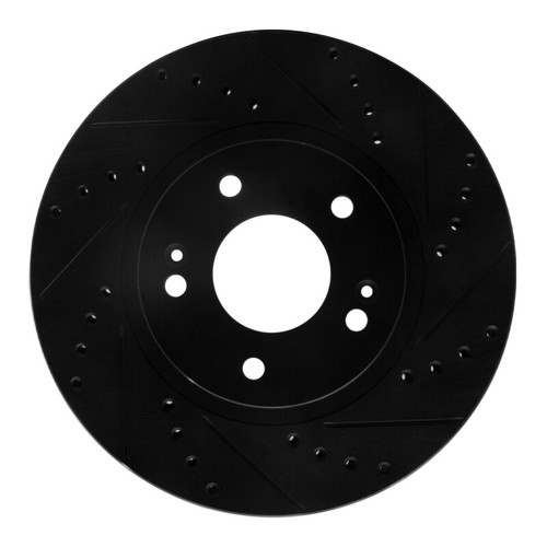 R1 01-06 Hyundai Santa Fe Front Right Drilled & Slotted Black Brake Rotor