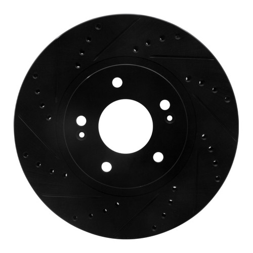 R1 01-06 Hyundai Santa Fe Front Left Drilled & Slotted Black Brake Rotor