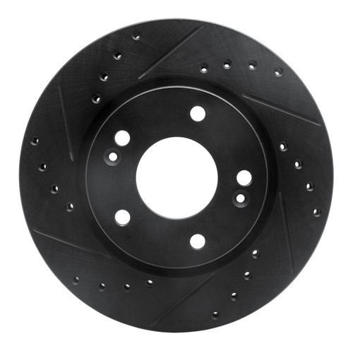 R1 07-10 Hyundai Elantra Front Left Drilled & Slotted Black Brake Rotor