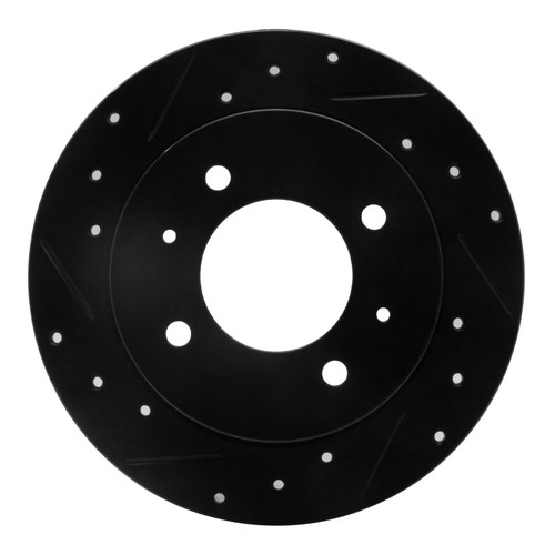 R1 97-06 Hyundai Elantra Rear Left Drilled & Slotted Black Brake Rotor