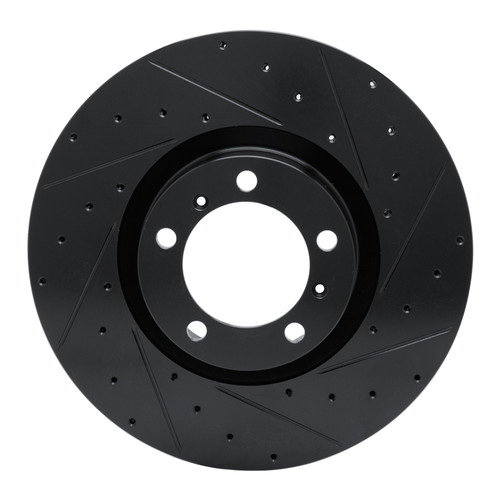 R1 10-24 Audi RS e-Tron GT Right Front Drilled & Slotted Black Brake Rotor