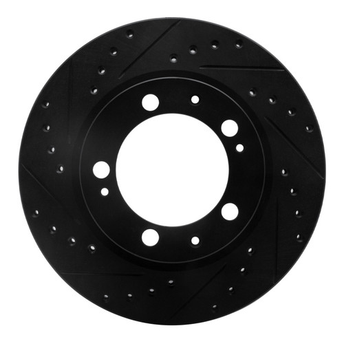 R1 89-97 Porsche 911 Front Left Drilled & Slotted Black Brake Rotor