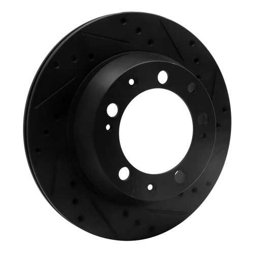 R1 77-88 Porsche 924 Rear Right Drilled & Slotted Black Brake Rotor