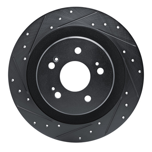 R1 2021-2025 Acura TLX Rear Left Drilled & Slotted Black Brake Rotor