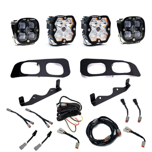 Baja Designs 23-25 Ford Super Duty Squadron Sport/SAE 2.0 Dual Fog Pocket Kit (Diving/Combo) - Clear