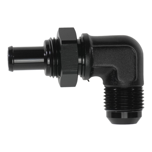 DeatschWerks 10AN Male Flare Bulkhead to 1/2in Hose Barb 90-Degree