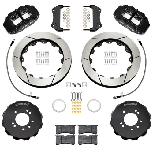 Wilwood 95-98 Nissan Skyline Superlite 6R Front BBK w/ 12.88in Slotted Rotors & Flexlines - Black