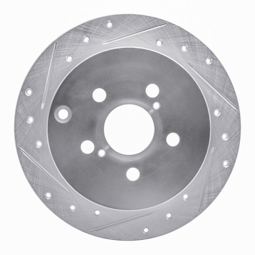 R1 00-10 Pontiac Vibe Rear Left Drilled & Slotted Silver Brake Rotor