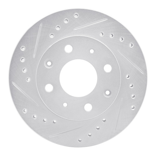 R1 82-83 Honda Accord Sedan Front Left Drilled & Slotted Silver Brake Rotor