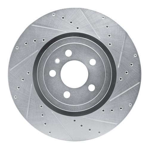 R1 14-23 Dodge Charger Front Right Drilled & Slotted Silver Brake Rotor