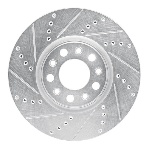 R1 13-23 Chrysler 200 Front Left Drilled & Slotted Silver Brake Rotor