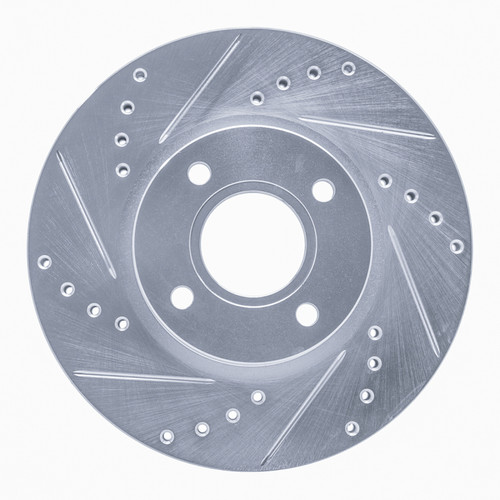 R1 14-23 Ford Fiesta (USA/Canada) Front Left Drilled & Slotted Silver Brake Rotor