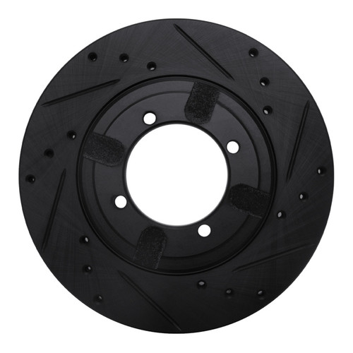 R1 84-90 Dodge COLT Front Right Drilled & Slotted Black Brake Rotor