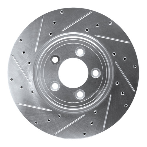 R1 06-10 Jaguar XF Front Left Drilled & Slotted Silver Brake Rotor