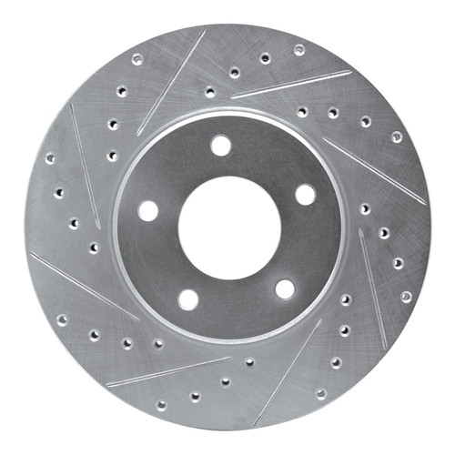 R1 97-03 Jaguar XJ8 Front Left Drilled & Slotted Silver Brake Rotor