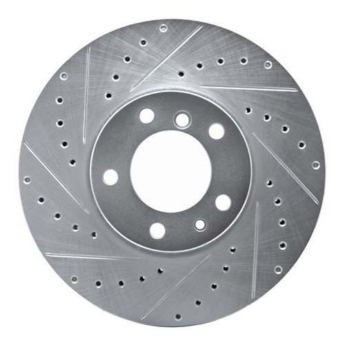 R1 91-01 BMW 850CI Front Left Drilled & Slotted Silver Brake Rotor