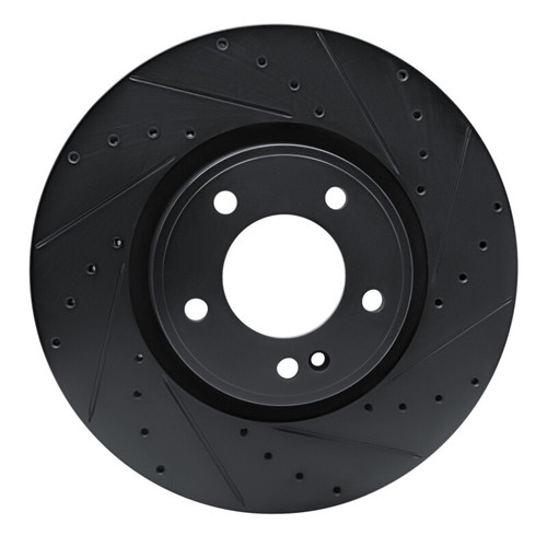 R1 19-25 Mercedes-Benz G550 Front Right Drilled & Slotted Black Brake Rotor