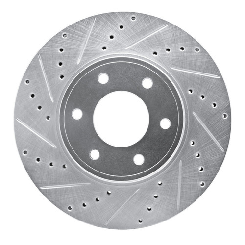 R1 06-09 Chevrolet Trailblazer Front Left Drilled & Slotted Silver Brake Rotor