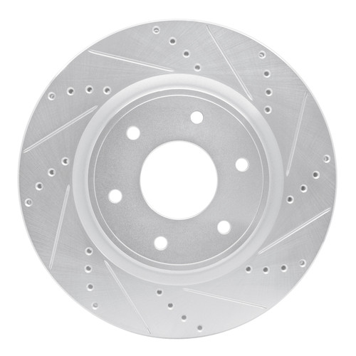 R1 05-07 Infiniti QX56 Front Right Drilled & Slotted Silver Brake Rotor