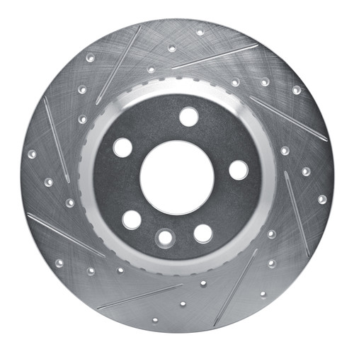 R1 20-22 Jaguar E-Pace Rear Left Drilled & Slotted Silver Brake Rotor