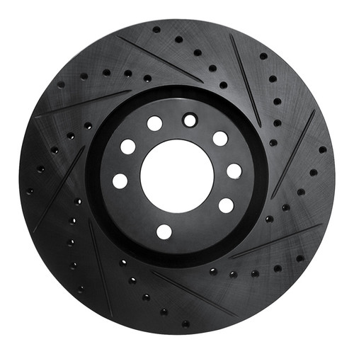 R1 03-11 Cadillac BLS (Mexico) Front Right Drilled & Slotted Black Brake Rotor
