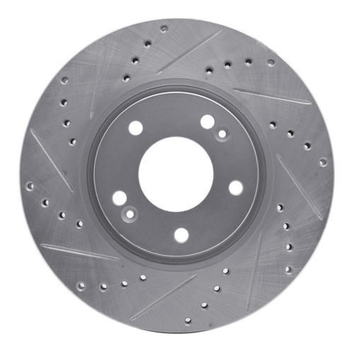 R1 05-24 Hyundai Veloster Front Left Drilled & Slotted Silver Brake Rotor