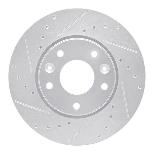 R1 20-25 Nissan Kicks Front Left Drilled & Slotted Silver Brake Rotor