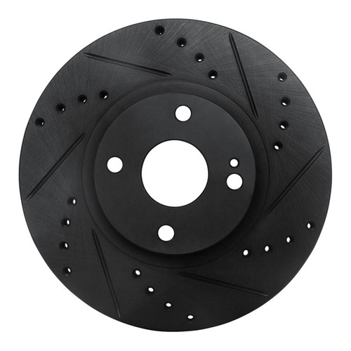 R1 01-05 Mazda Miata Front Right Drilled & Slotted Black Brake Rotor