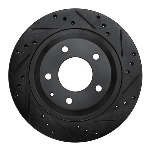 R1 93-95 Mazda RX-7 Rear Right Drilled & Slotted Black Brake Rotor