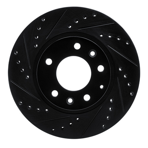 R1 93-95 Mazda RX-7 Front Left Drilled & Slotted Black Brake Rotor