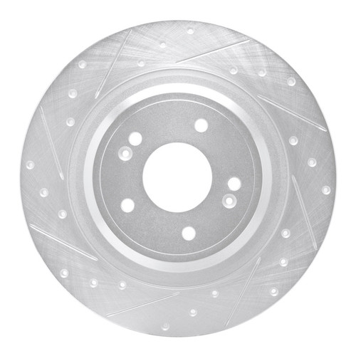 R1 22-25 Hyundai Ioniq 6 Rear Left Drilled & Slotted Silver Brake Rotor