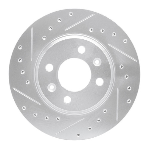 R1 87-93 Saab 900 Front Left Drilled & Slotted Silver Brake Rotor