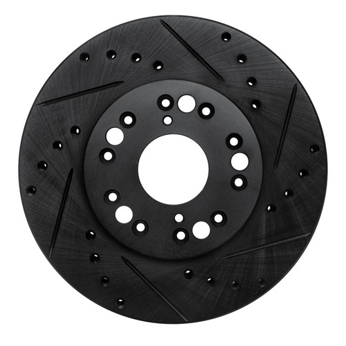 R1 90-90 Lexus LS400 Front Right Drilled & Slotted Black Brake Rotor