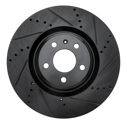R1 12-20 Audi A7 Quattro Front Right Drilled & Slotted Black Brake Rotor
