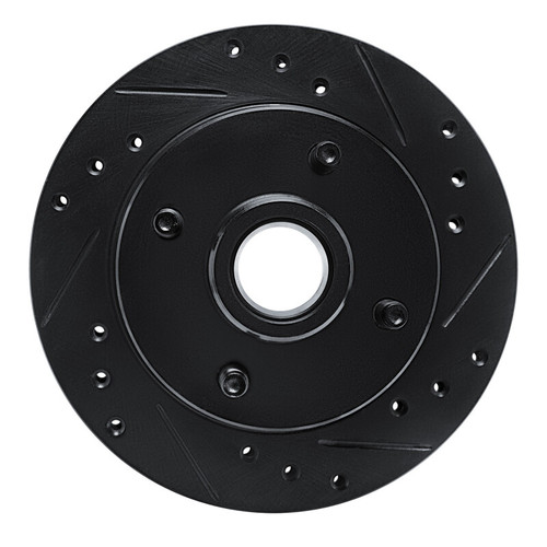 R1 79-81 Ford Mustang Front Right Drilled & Slotted Black Brake Rotor