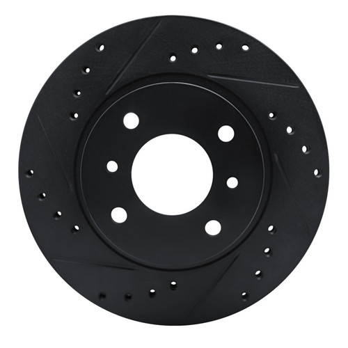 R1 90-92 Infiniti M30 Front Left Drilled & Slotted Black Brake Rotor