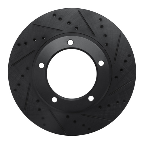 R1 98-07 Lexus LX470 Front Right Drilled & Slotted Black Brake Rotor