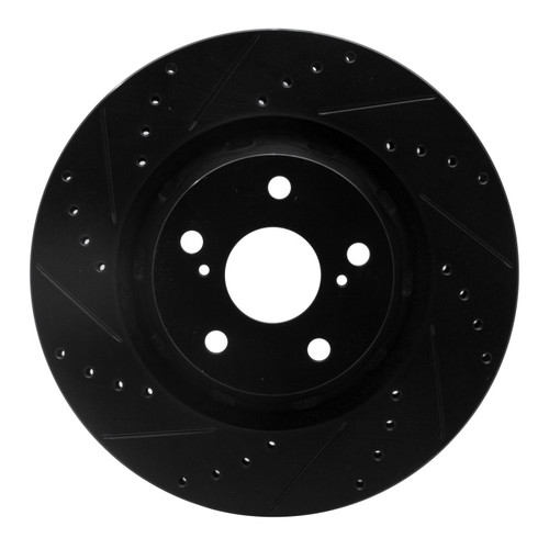 R1 09-15 Toyota Venza Front Left Drilled & Slotted Black Brake Rotor