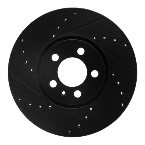 R1 96-98 Volkswagen Golf Front Left Drilled & Slotted Black Brake Rotor