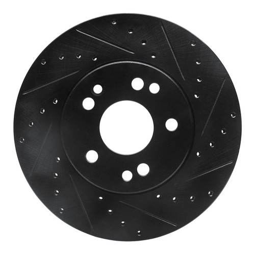 R1 90-95 Mercedes-Benz 300CE Front Right Drilled & Slotted Black Brake Rotor