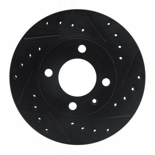 R1 80-08 Audi 4000 Front Right Drilled & Slotted Black Brake Rotor