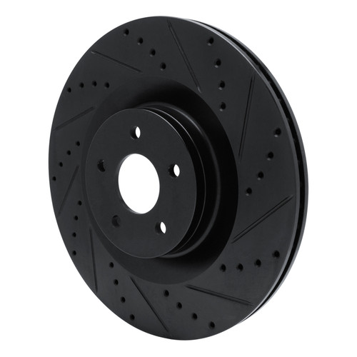 R1 16-18 Ford Focus Front Right Drilled & Slotted Black Brake Rotor