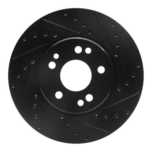 R1 90-98 Mercedes-Benz 300SL Front Right Drilled & Slotted Black Brake Rotor